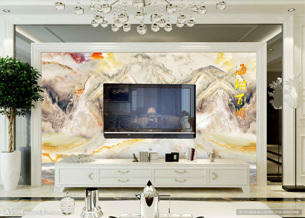 工装背景墙 淡雅 风景背景墙