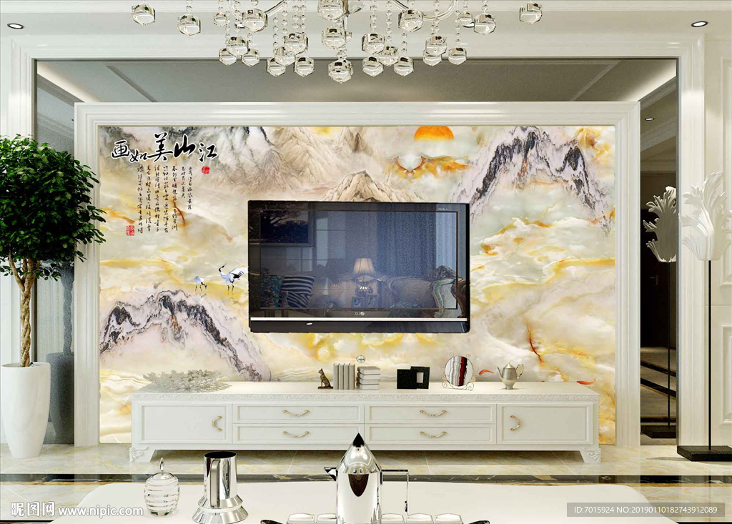 工装背景墙 淡雅 风景背景墙