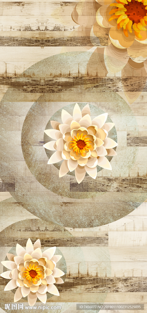 复古花卉花瓣时尚玄关过道装饰画