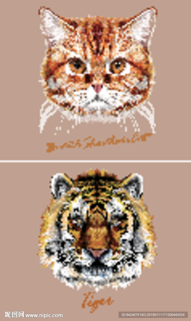 矢量卡通动物猫咪老虎插画设计