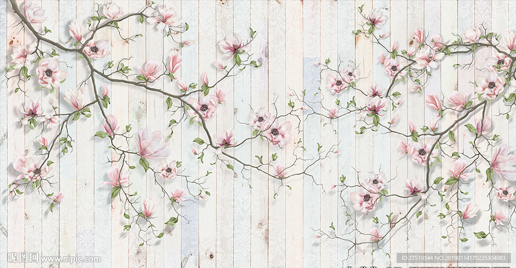 北欧花卉背景装饰画