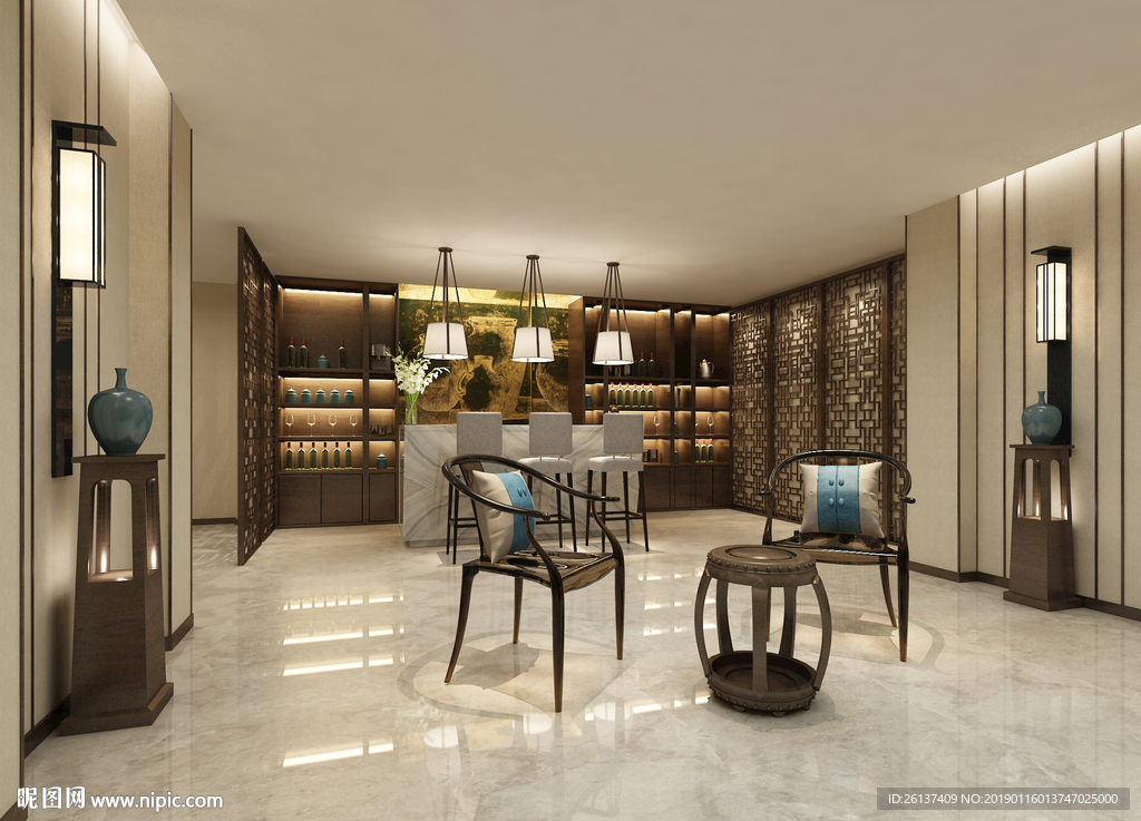 中式茶楼  中式餐厅  前厅