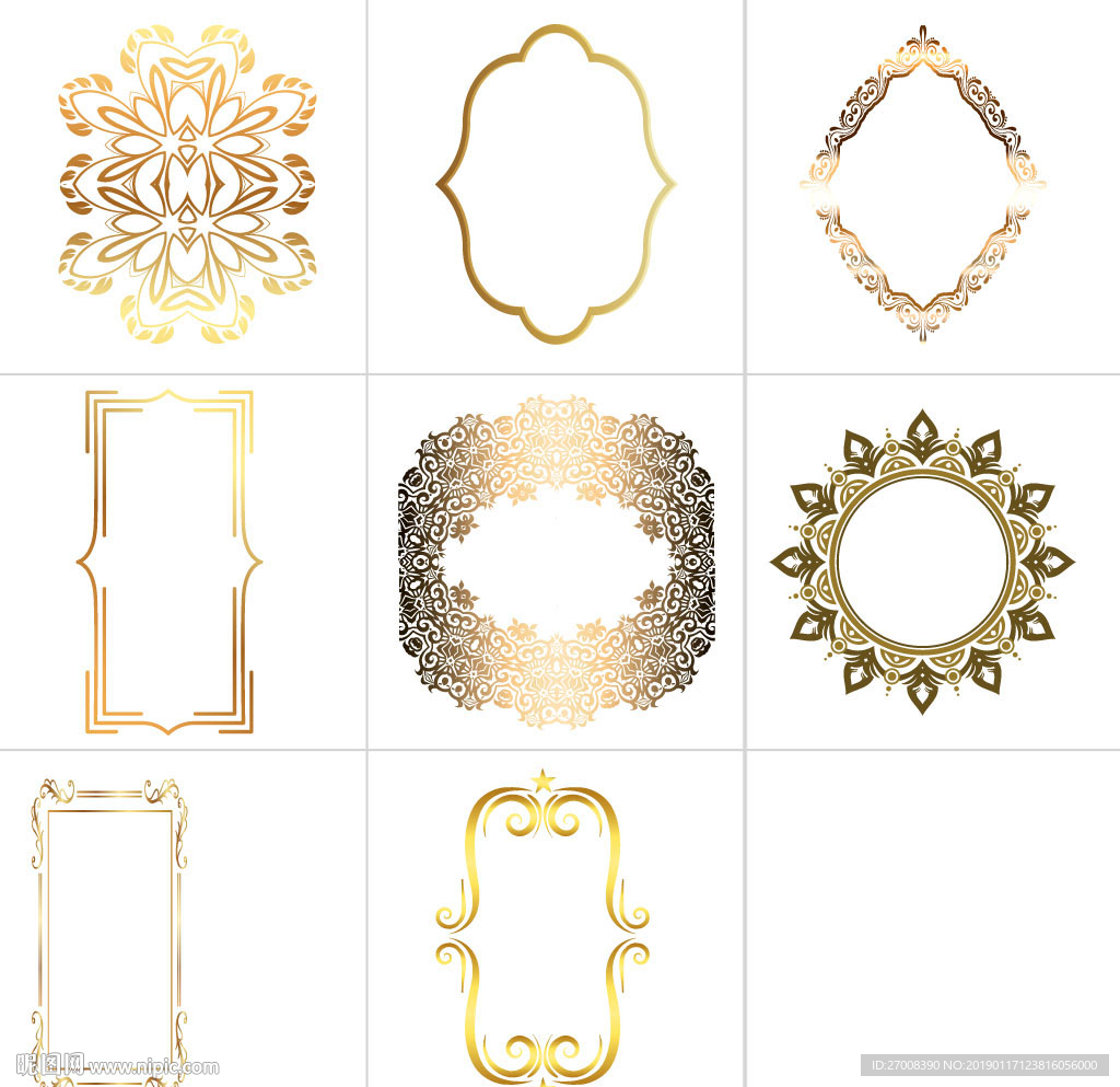 金色花纹边框