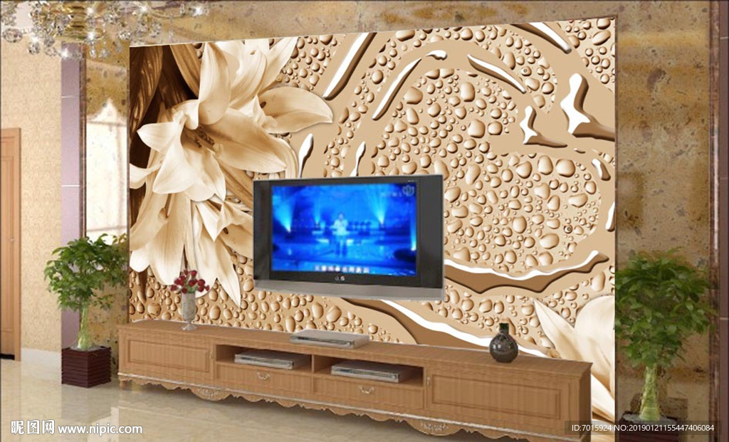 花朵玉雕牡丹 玉雕电视墙