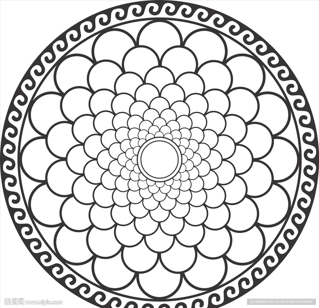 硅藻泥圆素材矢量花