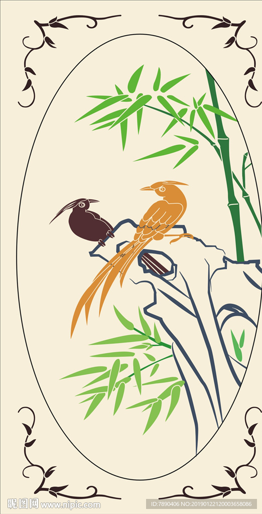 硅藻泥竹鸟矢量