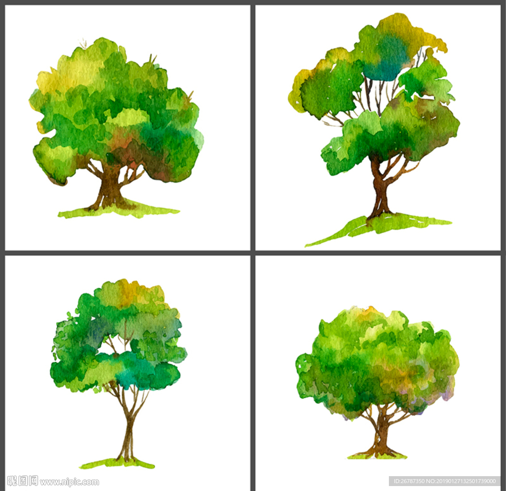 矢量水彩树设计