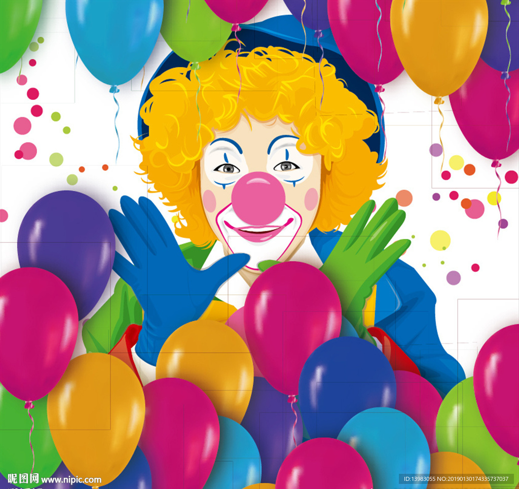 马戏团小丑玩彩色气球