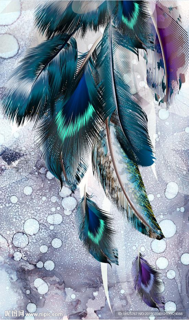 现代北欧羽毛玄关装饰画