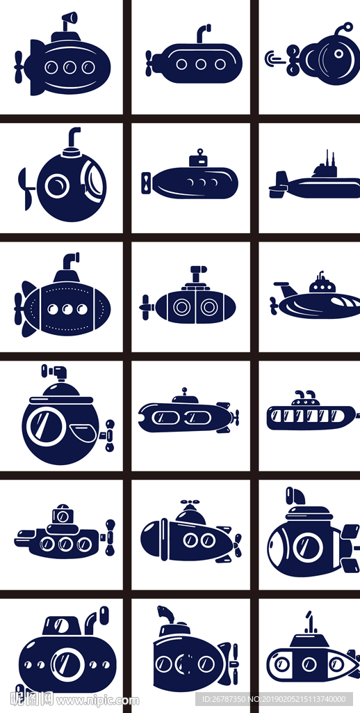 矢量卡通潜水艇系列