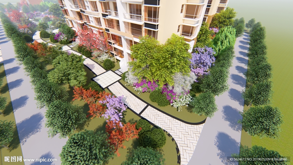 小区局部绿化效果图JPG