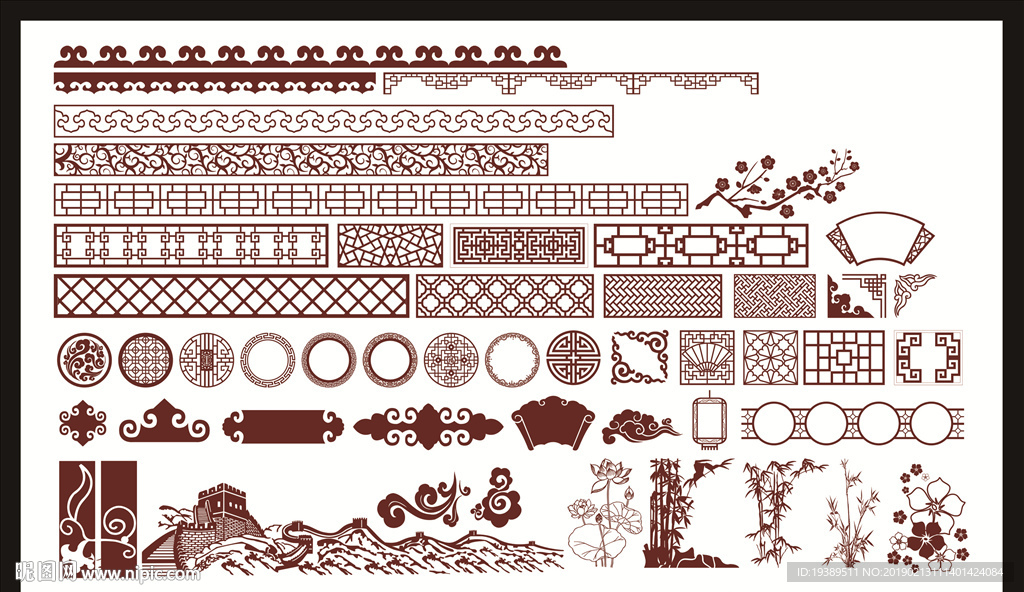 中式边框雕刻花纹