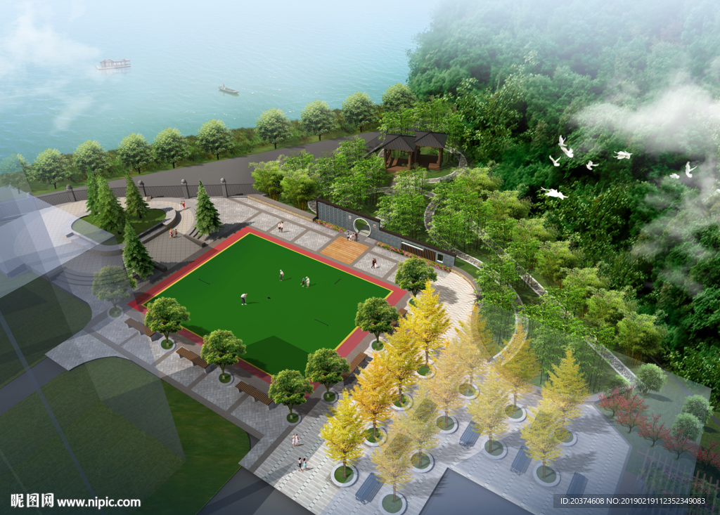 小区鸟瞰绿化改造