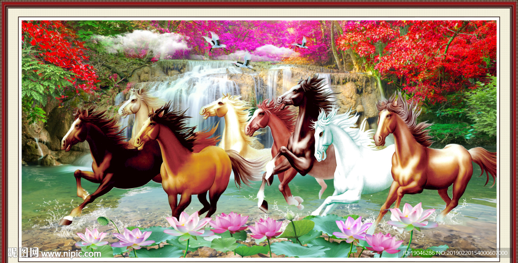 马到成功山水风景装饰画