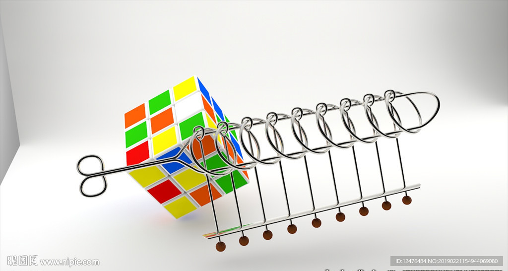 益智教具 九连环魔方 C4D