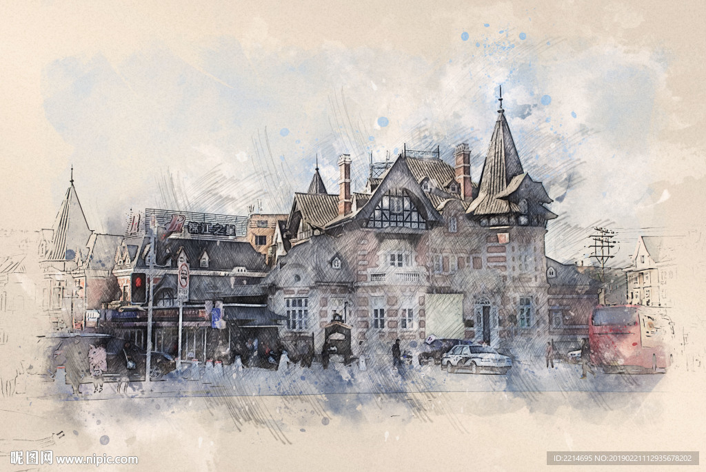 大连胜利桥美术馆手绘无框画