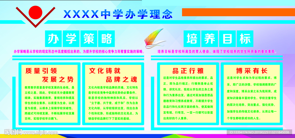 校园文化展板学校办学理念