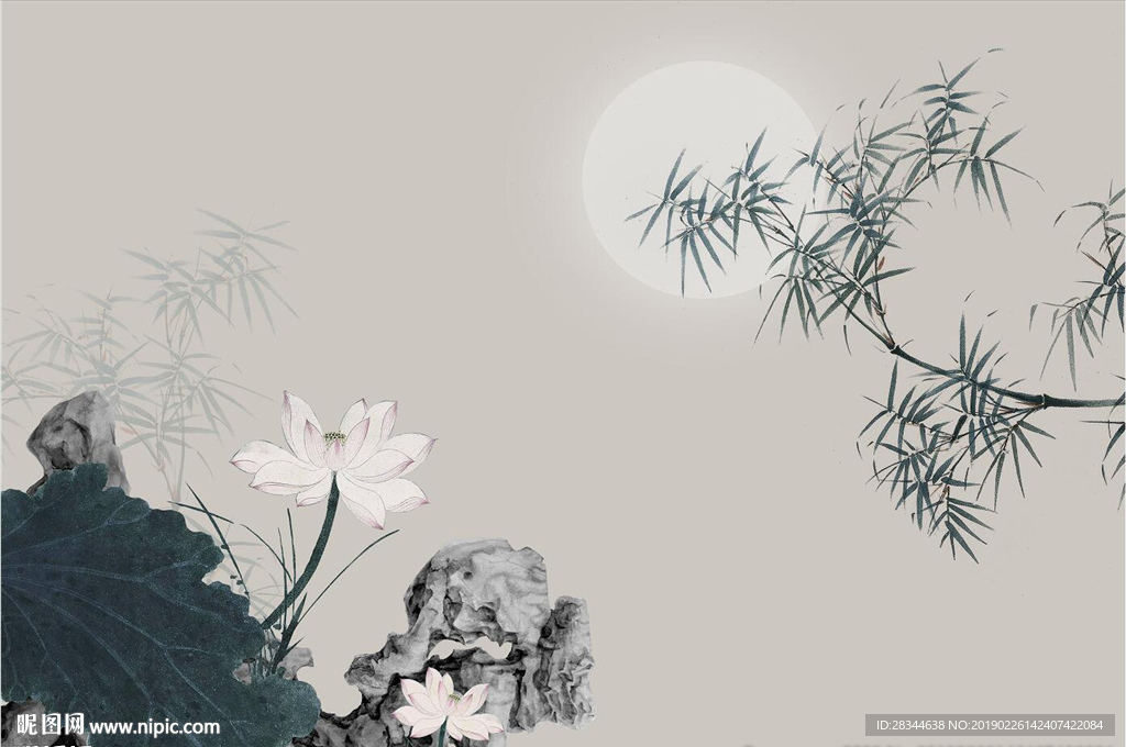 新中式仙鹤花鸟背景墙