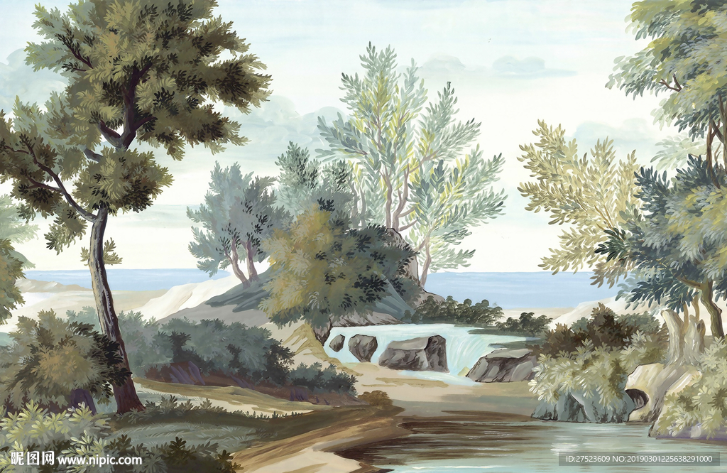 欧美丛林风情油画