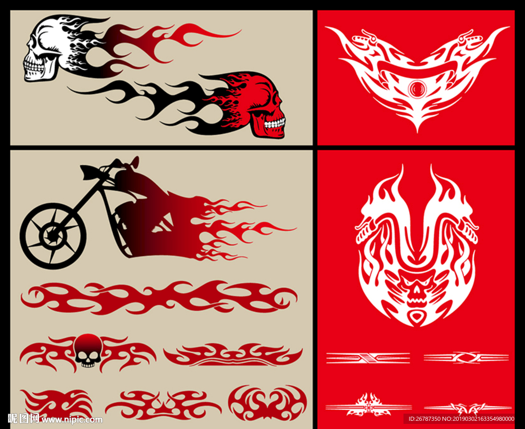 矢量摩托车贴图案