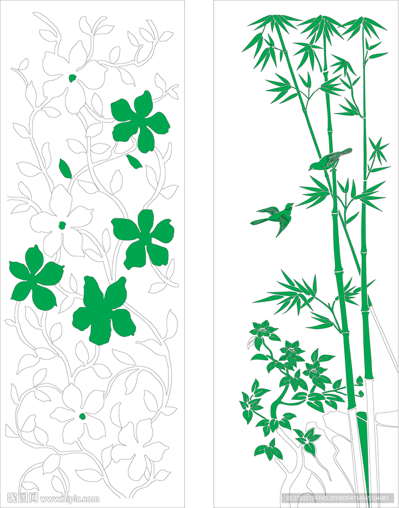 屏风形状硅藻泥贴 矢量花形