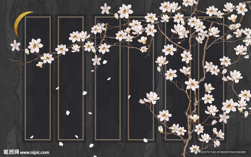 新中式树玄关屏风电视背景墙底纹