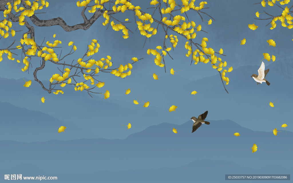 新中式创意工笔画发财树玄关屏风