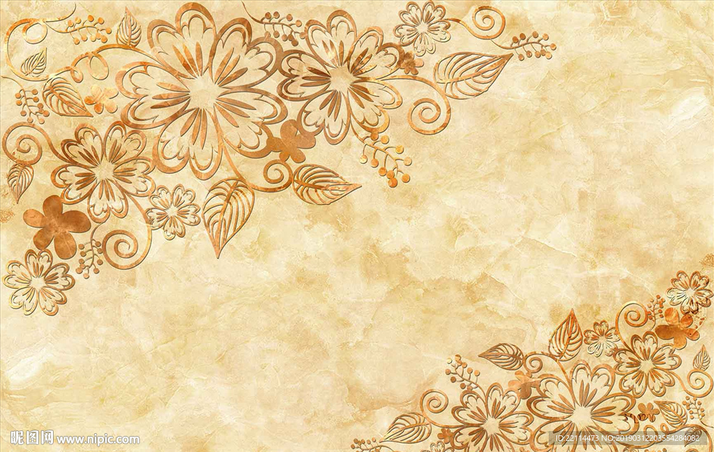 高清大理石欧式花纹梦幻花背景墙