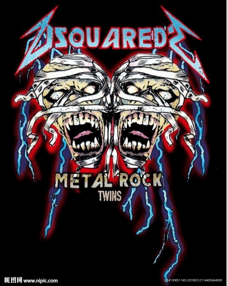 男装数码印花 骷髅头印花 炫酷