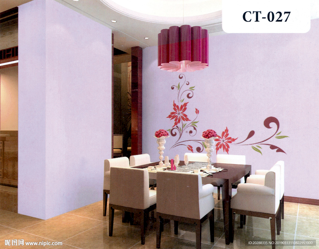 花纹花藤餐厅背景墙