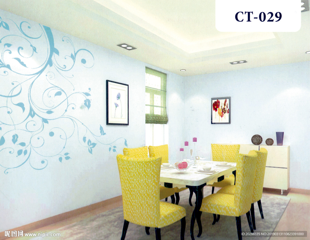 花纹花藤餐厅背景墙