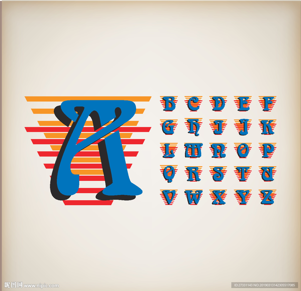 字母花纹 字母艺术 剪纸图案