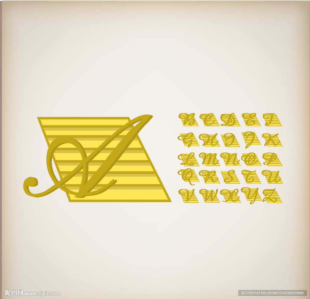 字母花纹 字母艺术 剪纸图案