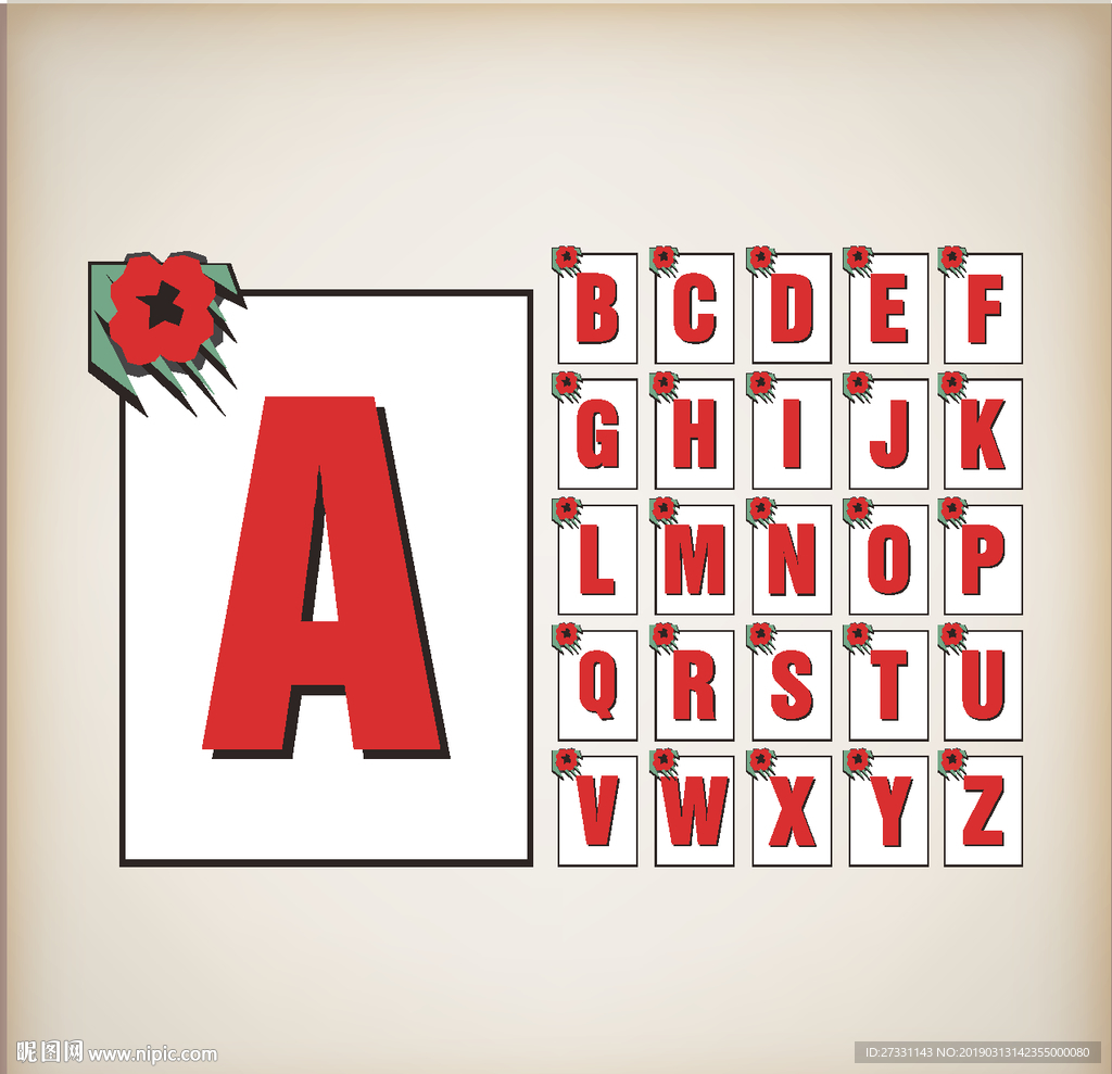 字母花纹 字母艺术 剪纸图案