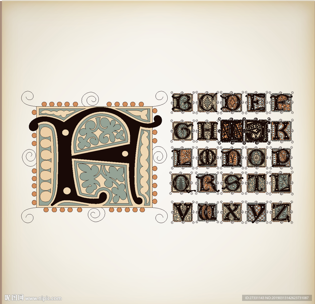 字母花纹 字母艺术 剪纸图案