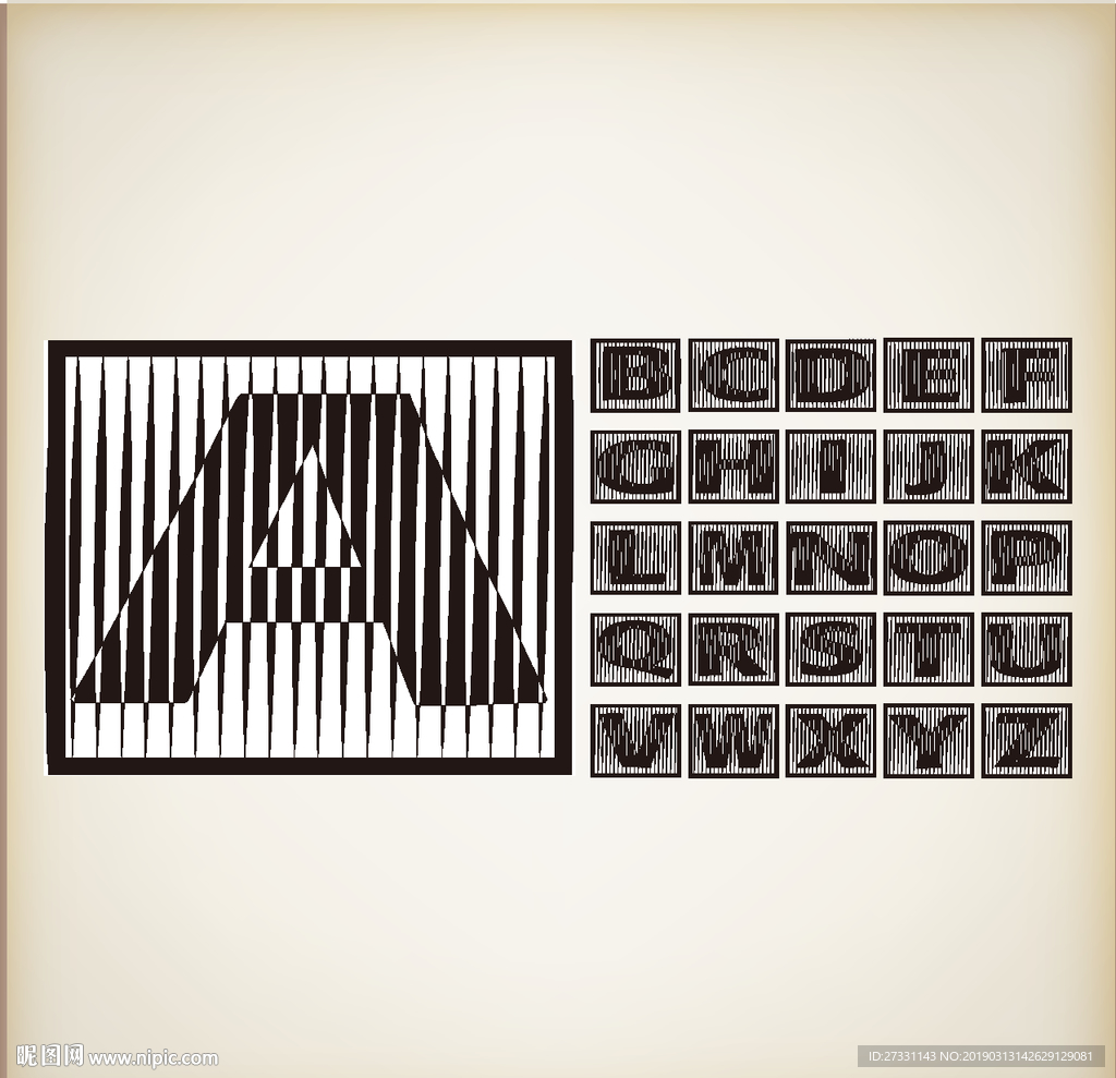 字母花纹 字母艺术 剪纸图案