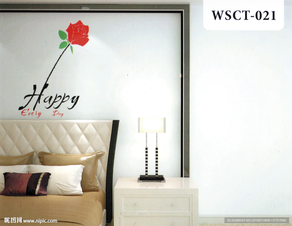 玫瑰花床头背景墙