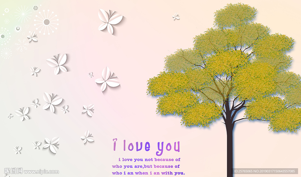 简约大树蝴蝶电视背景墙