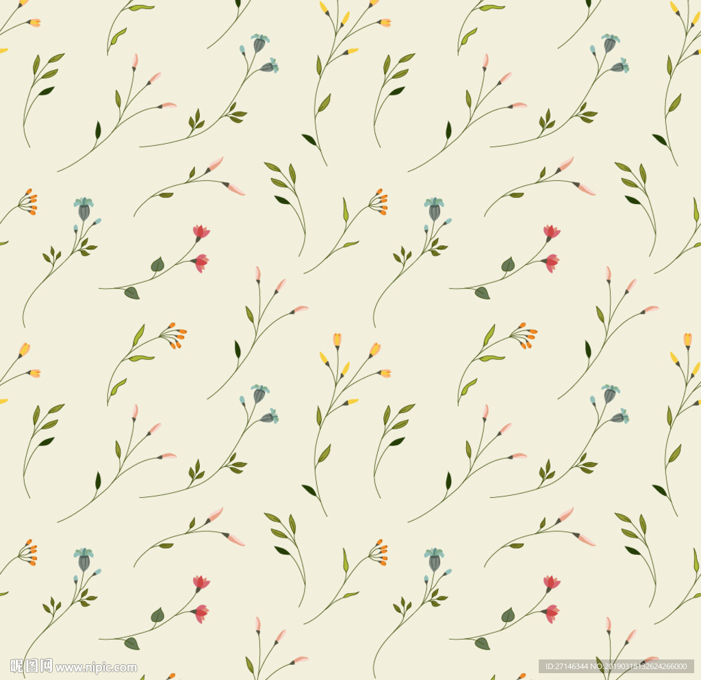 小清新碎花印花图案