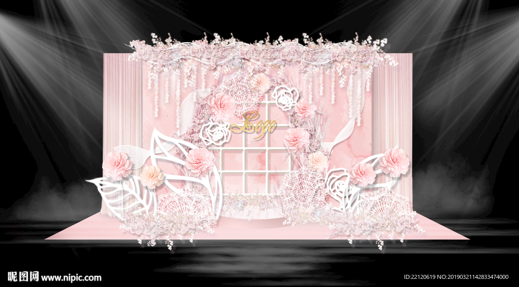 粉色玫瑰婚礼迎宾区