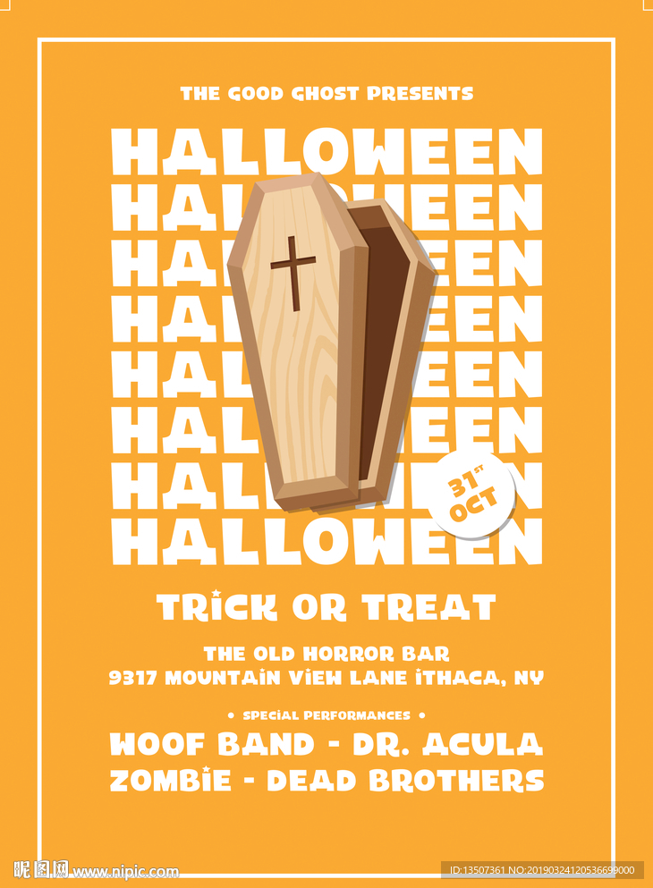 创意卡通万圣节抽象海报模板设计