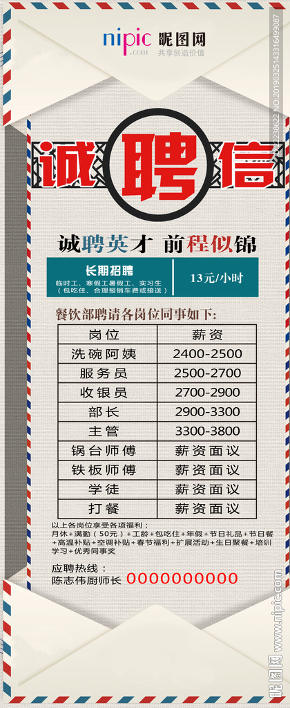 招聘 海报 餐厅 餐饮 个性