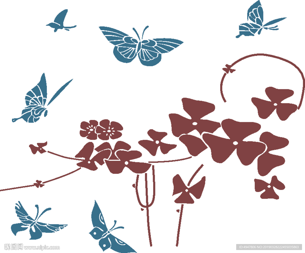 蝴蝶 花 矢量图 花纹 底图