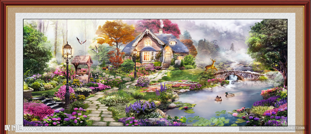 欧式田园风光小桥装饰画