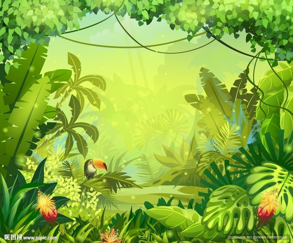 森林植物花卉插画插图