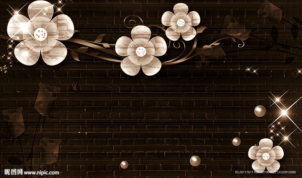 梦幻花卉星光电视背景墙