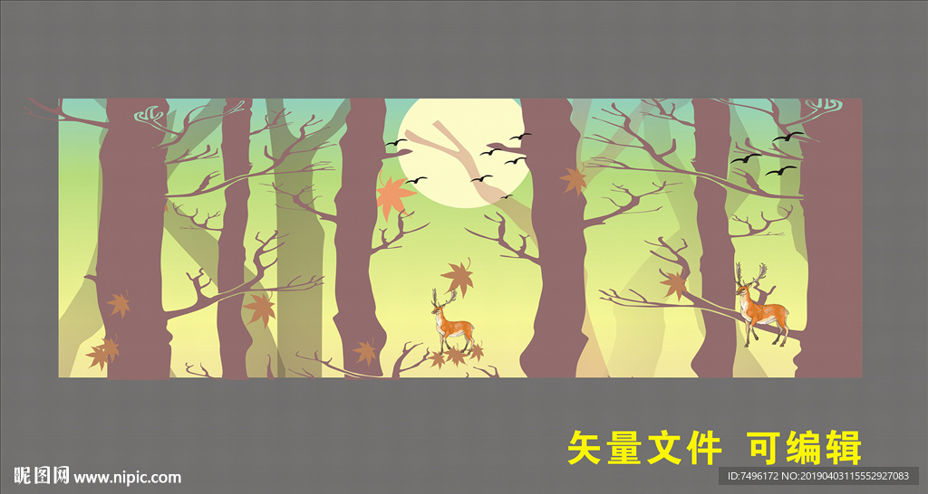 无框画  树森深处