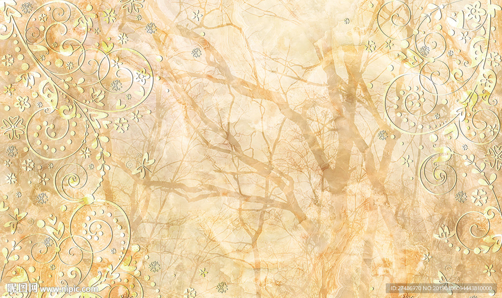 金色暮春之歌大理石花纹背景墙