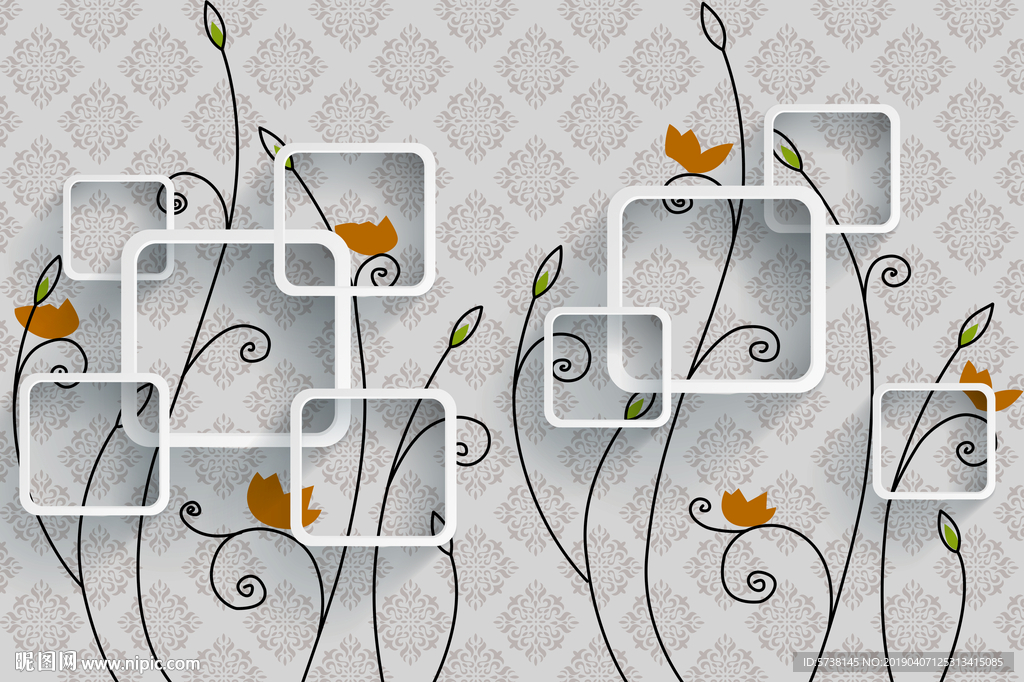 现代创意抽象框树玄关屏风电视背