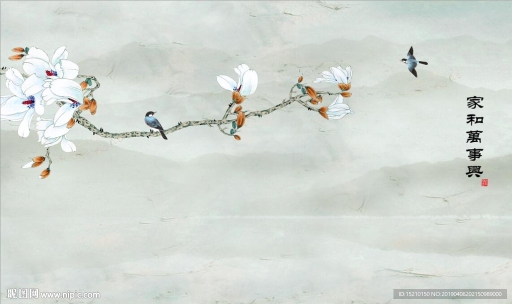 家和万事兴玉兰花